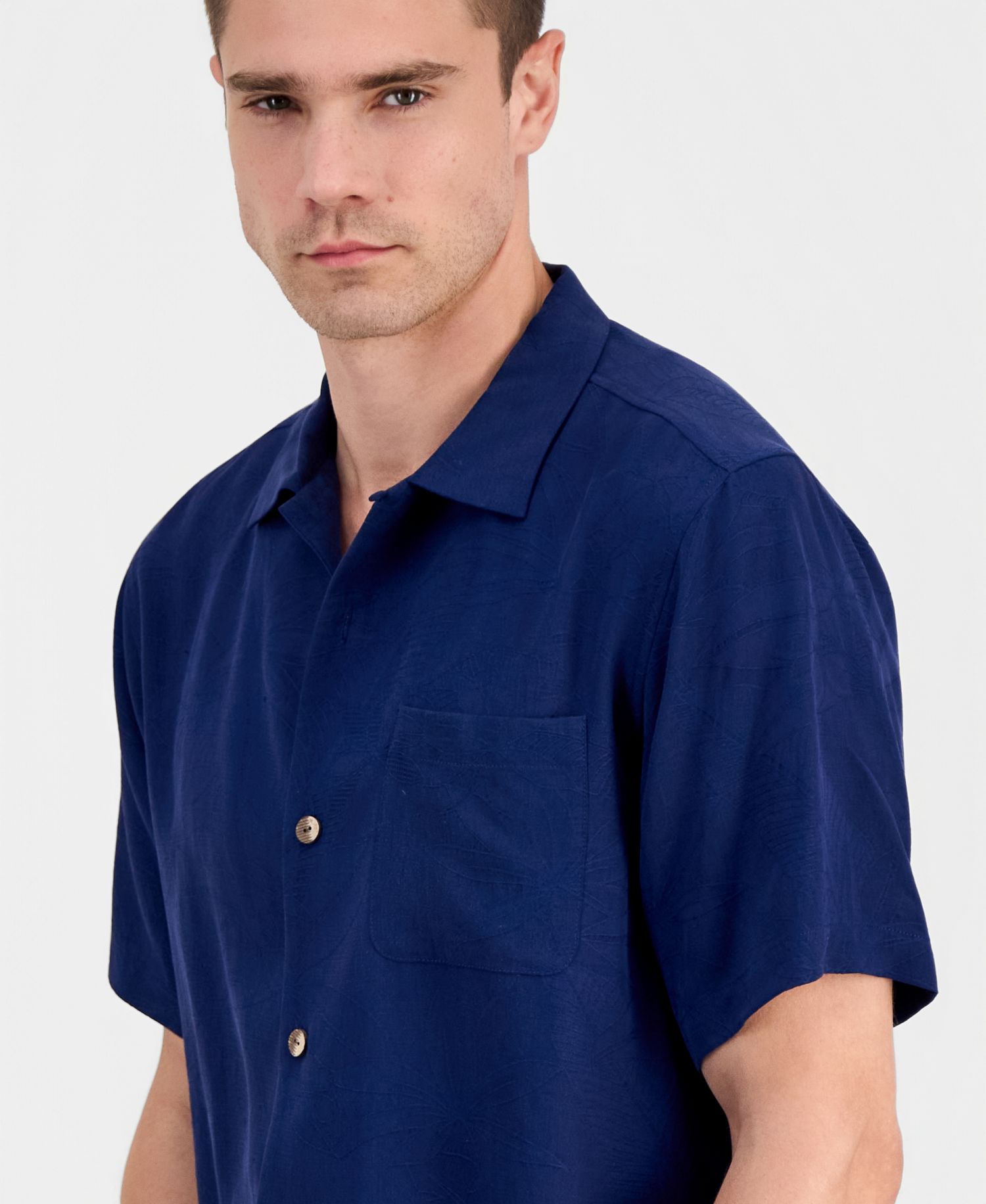Men's Coastal La Mer Short-Sleeve Island Floral Jacquard Shirt