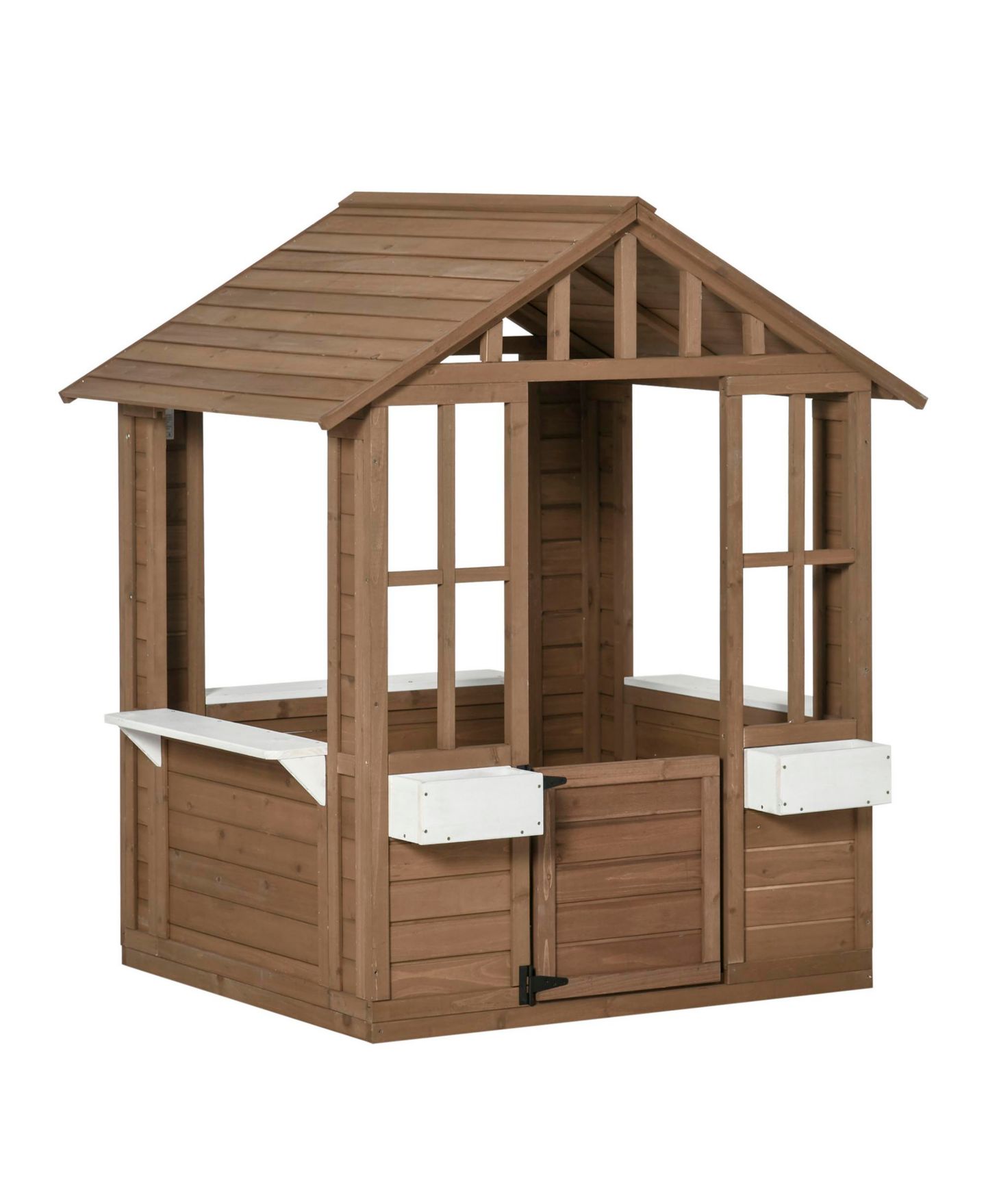 Детская игрушка Flynama Outsunny wooden playhouse with door & windows, flowerpot holders, 46"x38", outdoor cottage for kids ages 3–8. — фото 1