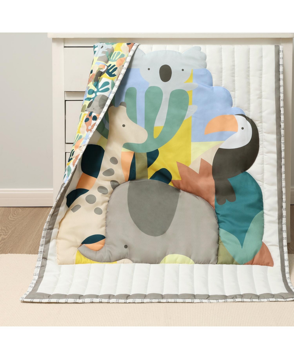 The Peanutshell Crib Bedding Set for Baby Boys and Girls, Safari Puzzle, 3 Pieces