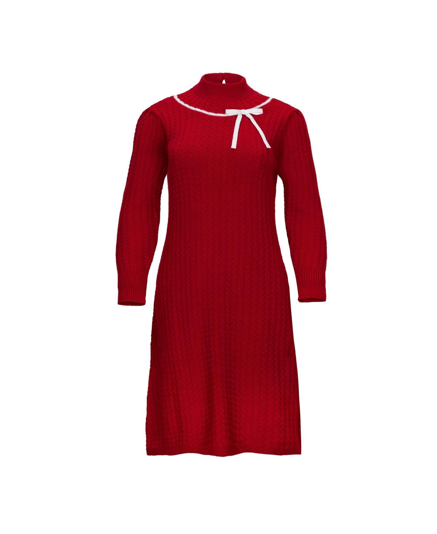 Женское платье Hope & Henry Organic Mock Neck Cable Sweater Dress, цвет: Красный — фото 7