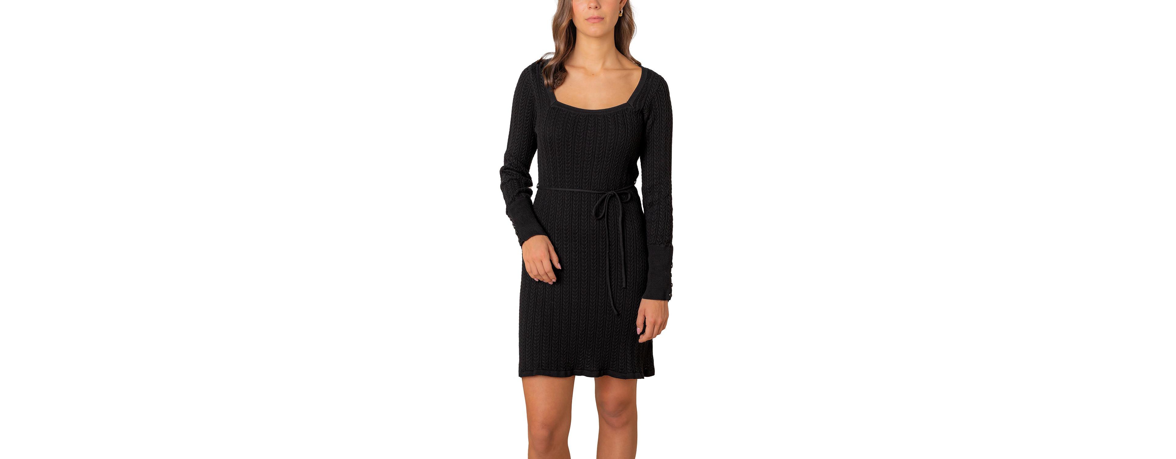 Hope & Henry Women's Organic Square Neck Cable Sweater Dress