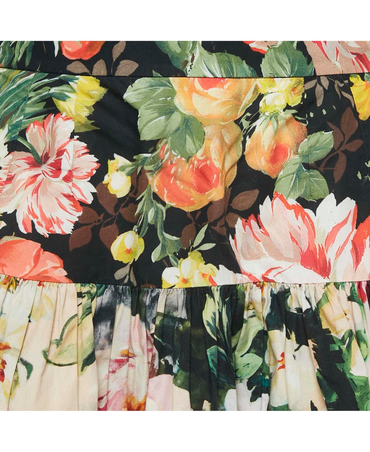 Pre-Owned Dolce & Gabbana Women's Multicolor Floral Print Cotton Tiered Mini Skirt