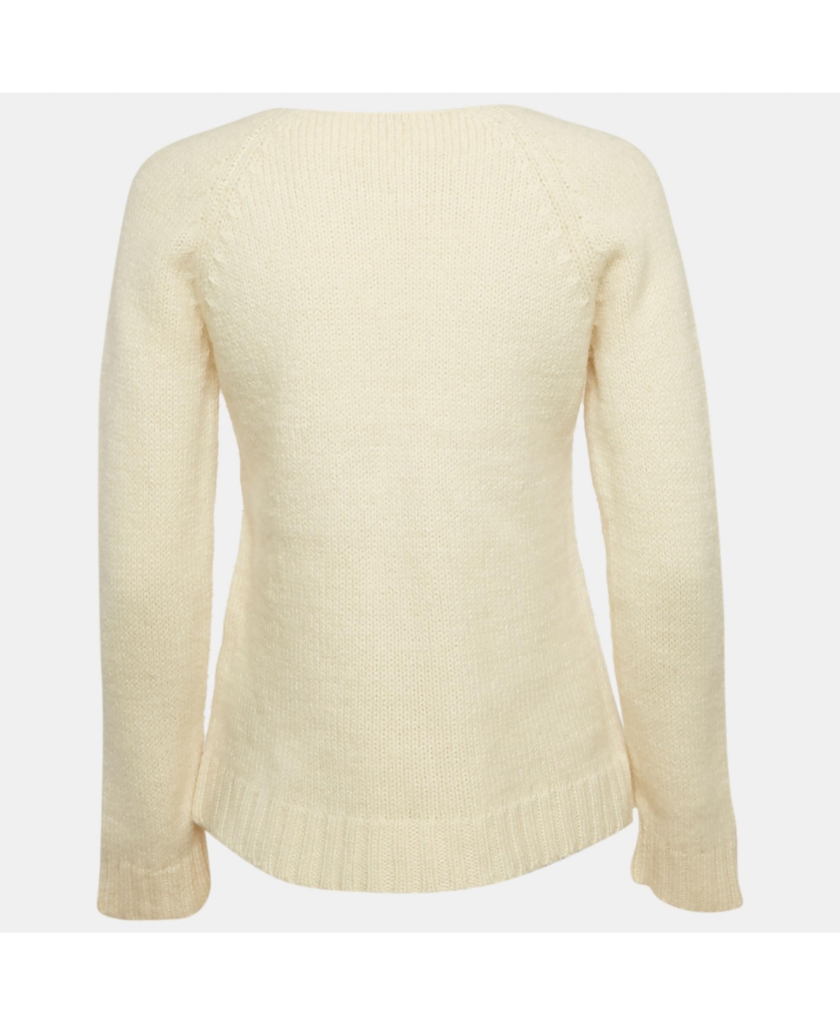 Pre-Owned Balenciaga Women's Vintage La Mode Cream Rib Knit V-Neck Sweater