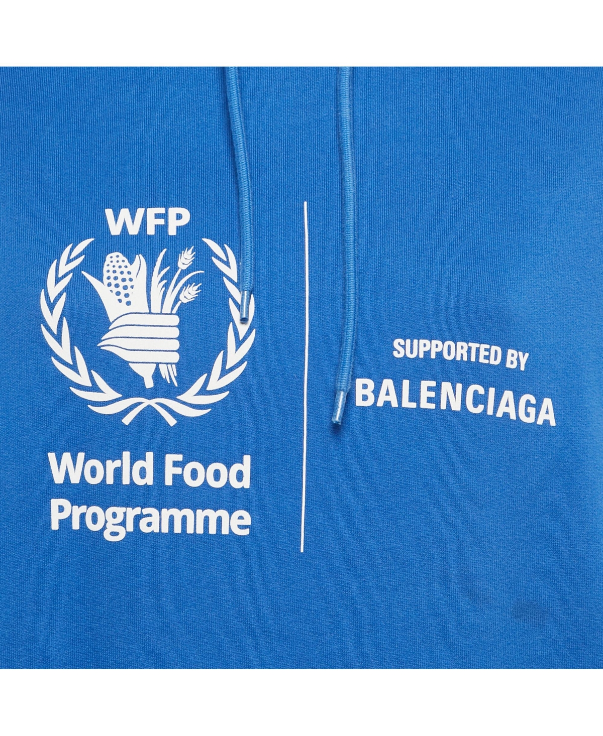 Pre-Owned Balenciaga Women's Blue World Food Programme Logo Print Cotton Hoodie
