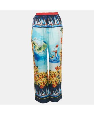 Women's Multicolor Printed Silk Trousers