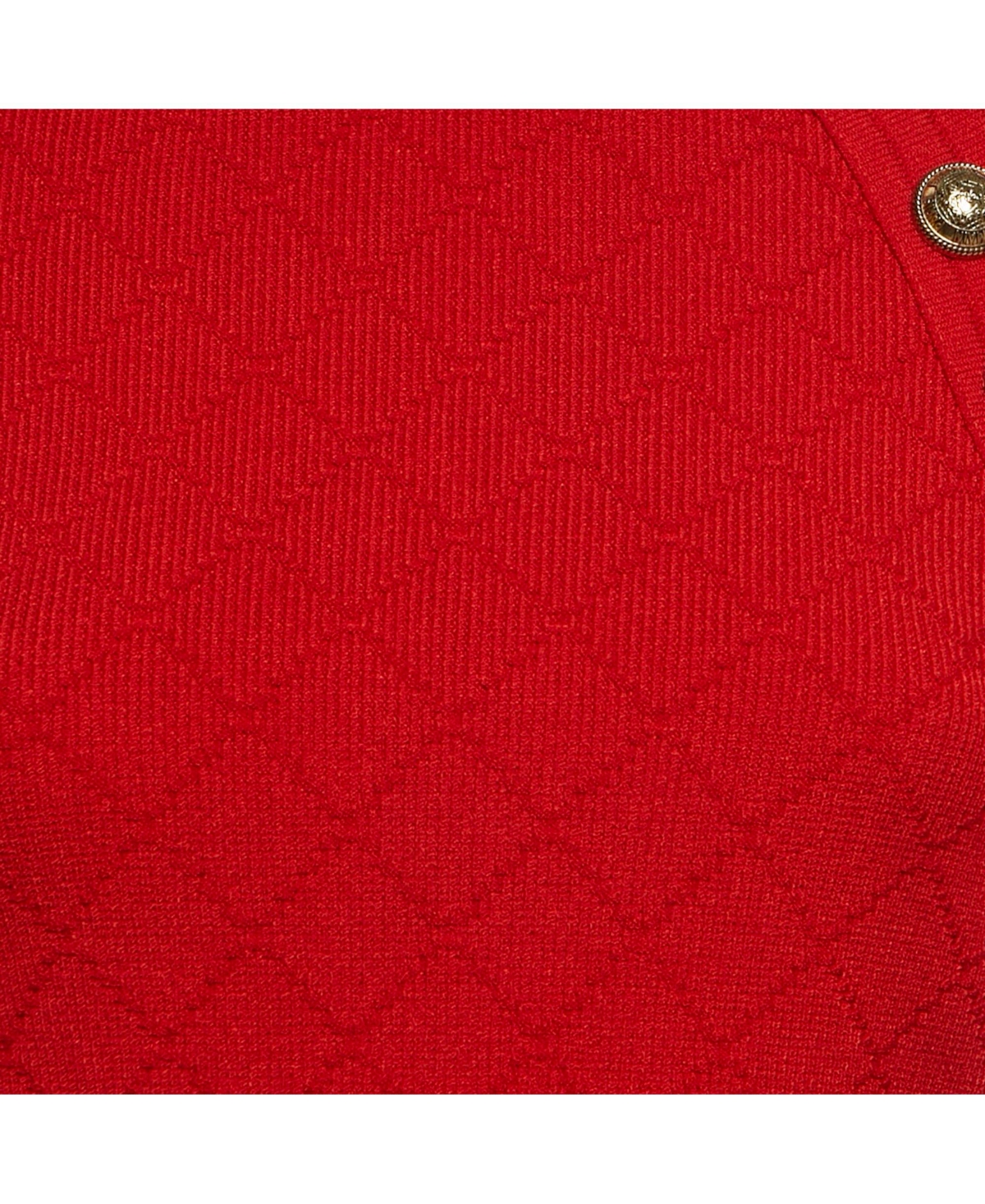 Pre-Owned Balmain Women's Red Stretch Knit Button Detail Sweater