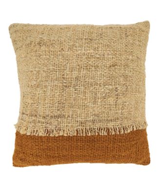 Two-Tone Fringe Poly Filled Decorative Pillow, 20" x 20"