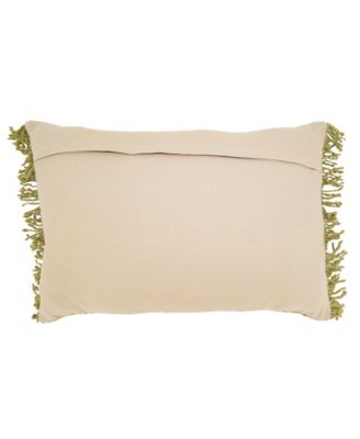 Fringe Poly Filled Decorative Pillow, 16" x 24"
