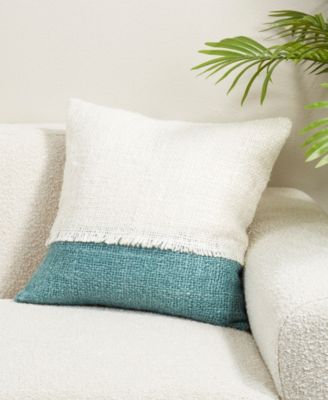 Two-Tone Fringe Poly Filled Decorative Pillow, 20" x 20"