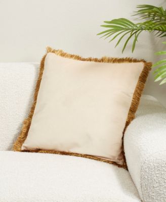 Velvet Fringe Down Filled Decorative Pillow, 18" x 18"