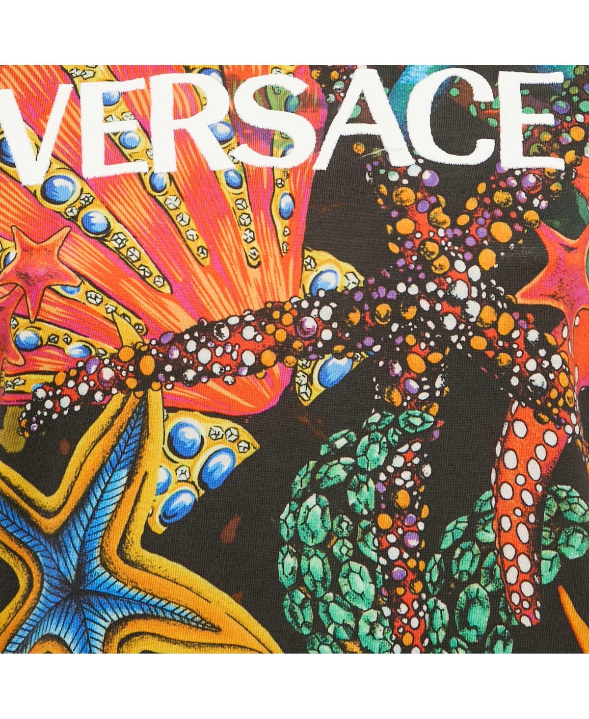 Pre-Owned Versace Women's Starfish Print Jersey Crew Neck T-Shirt