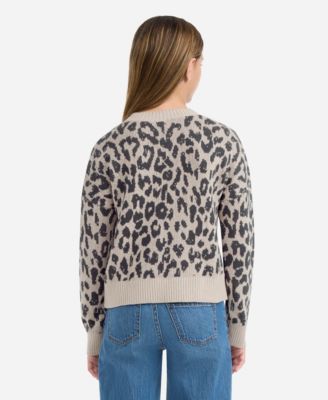 Girls' Leopard Crew Sweater