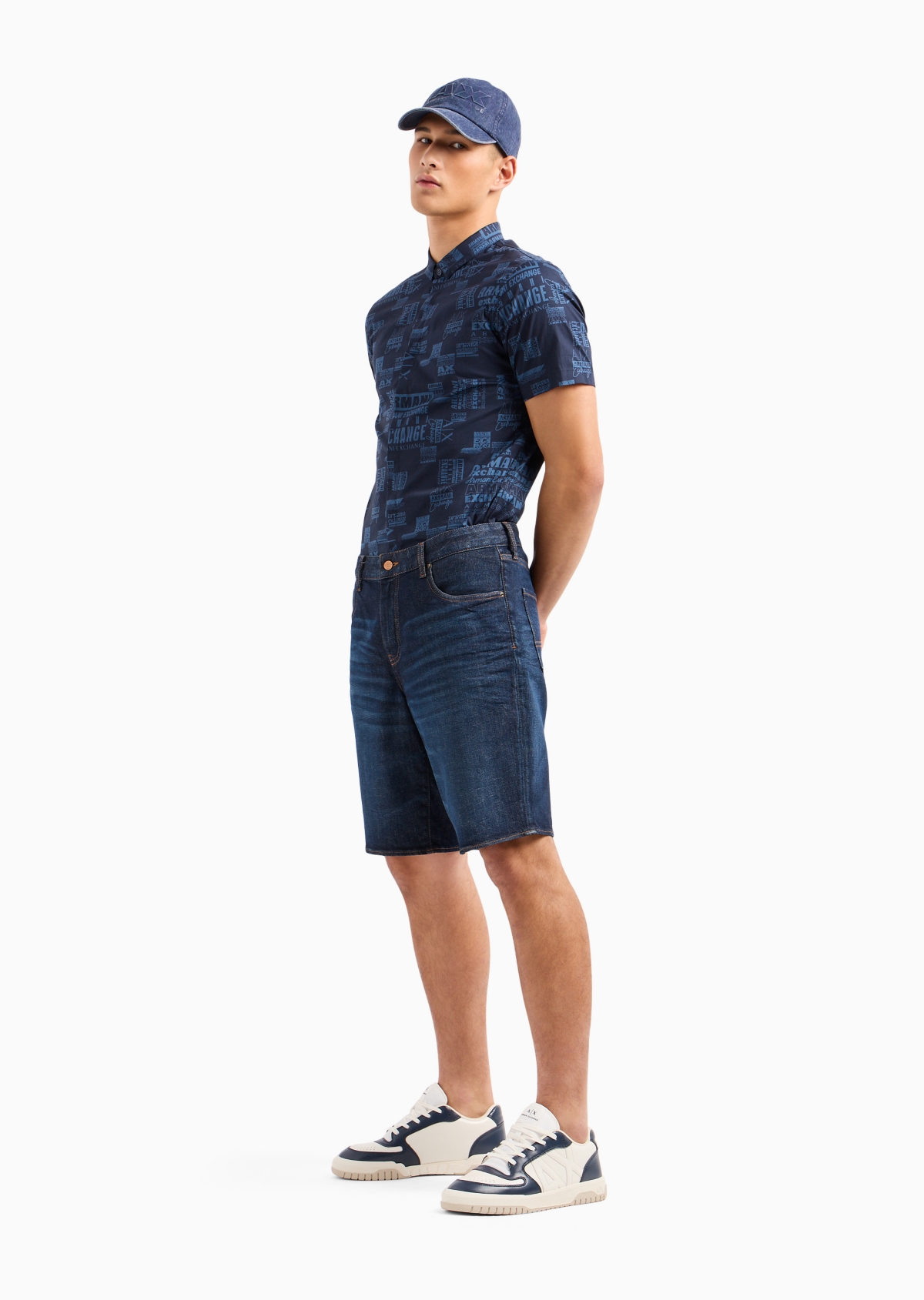 A|X Armani Exchange Men's Slim-Fit All-Over Logo Print Shirt