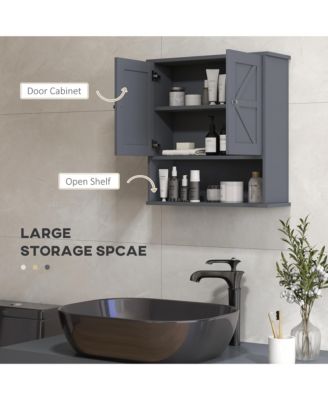 Bathroom Wall Cabinet Wall Mounted Medicine Organizer with Open and Adjustable Shelf Storage Cabinet for Bathroom or Laundry Room