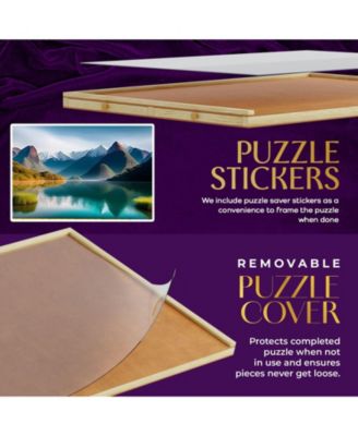 1000 Piece Wooden Jigsaw Puzzle Board - Non-Rotating Table, 30” X 22”, 4 Drawers & Plastic Cover