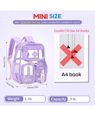Mini Clear Backpack Small Purple Kids Girls