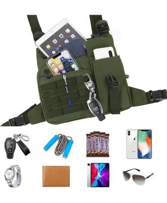 Tactical Chest Pack: Lightweight Water-Resistant Running Bag For Outdoor Sports & Hiking EDC - Men & Women (Olive Green).