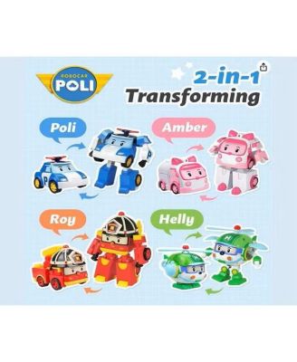 4" Transforming Robot Ambulance Car - Amber | Emergency Rescue Vehicle Action Figures | Kids Educational Pretend Play Toy