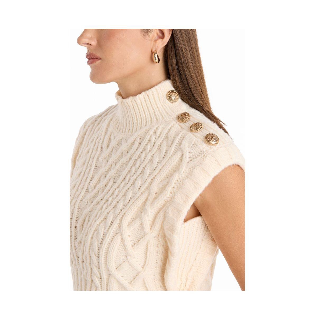 The Noli Shop Women's Raina Cable Knit Button Sweater