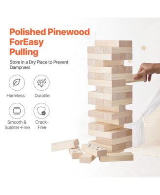 Wooden Tumbling Tower Game 54 Blocks Family Stacking Game