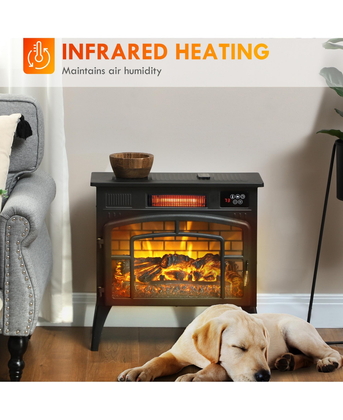 Homcom Infra Electric Fireplace Heater for Indoor, 1500W,