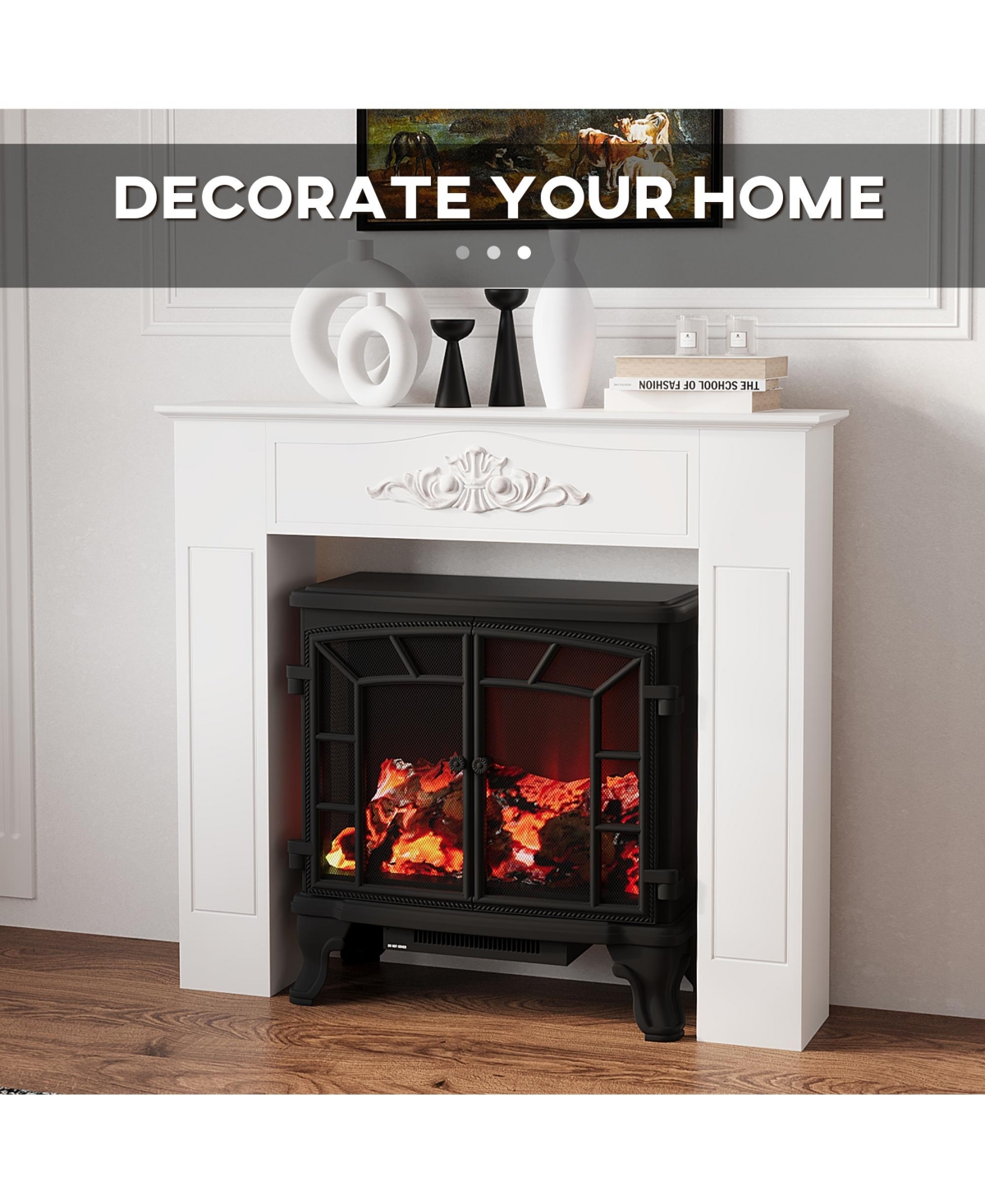 Homcom Freestanding Wood Mantel Surround for Electric Fireplace Stove