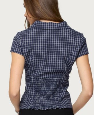 Women's Oriya Gingham Tailored Button Up Shirt