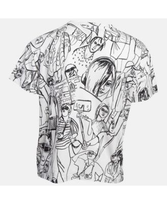 Women's White Turisti Fiorentini Print Cotton T-Shirt