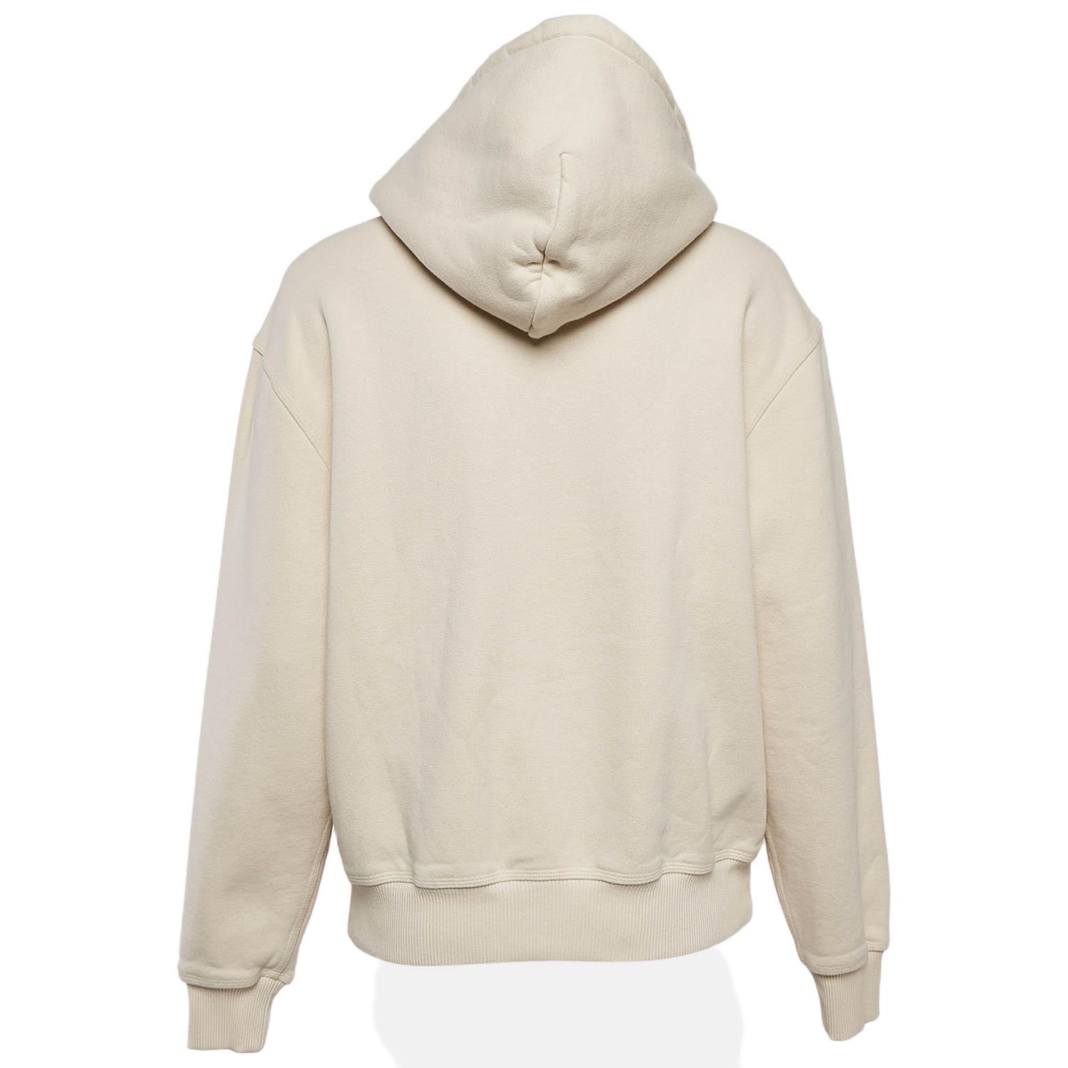 Women's Beige Logo Applique Cotton Knit Zip-Up Hoodie