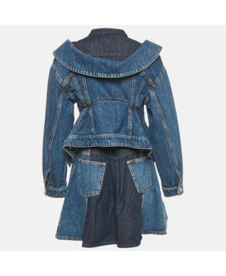 Women's Blue Denim Jacket And Skirt Set