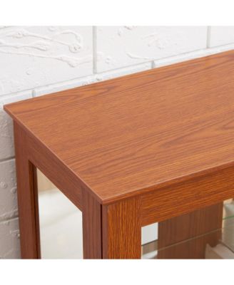 Glass Cabinet with Adjustable Glass Shelves 2 Doors and 1 drawer Cabinet Bulb Included