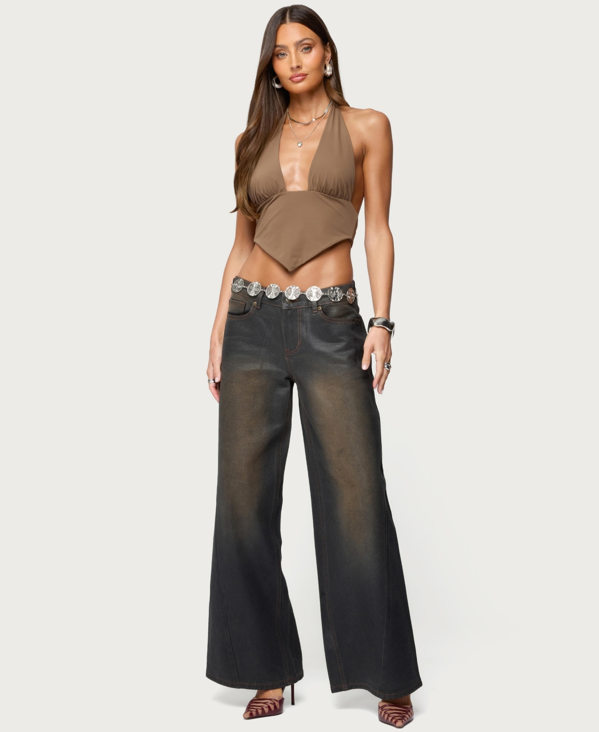 Women's Open Back Triangle Halter Top