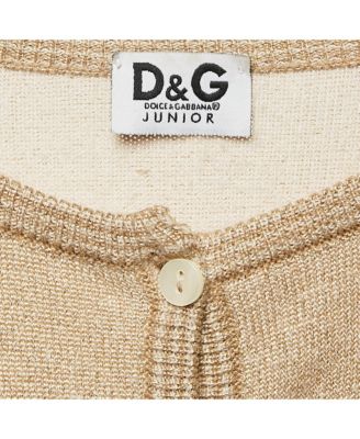 Women's Pre-Owned D&g Junior Gold Lurex Knit Button Front Cardigan