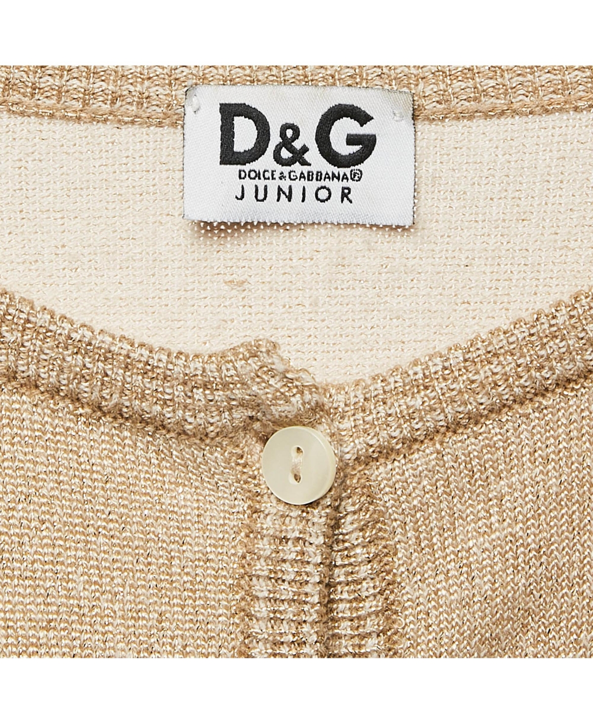 Pre-Owned Dolce & Gabbana Women's Pre-Owned D&g Junior Gold Lurex Knit Button Front Cardigan