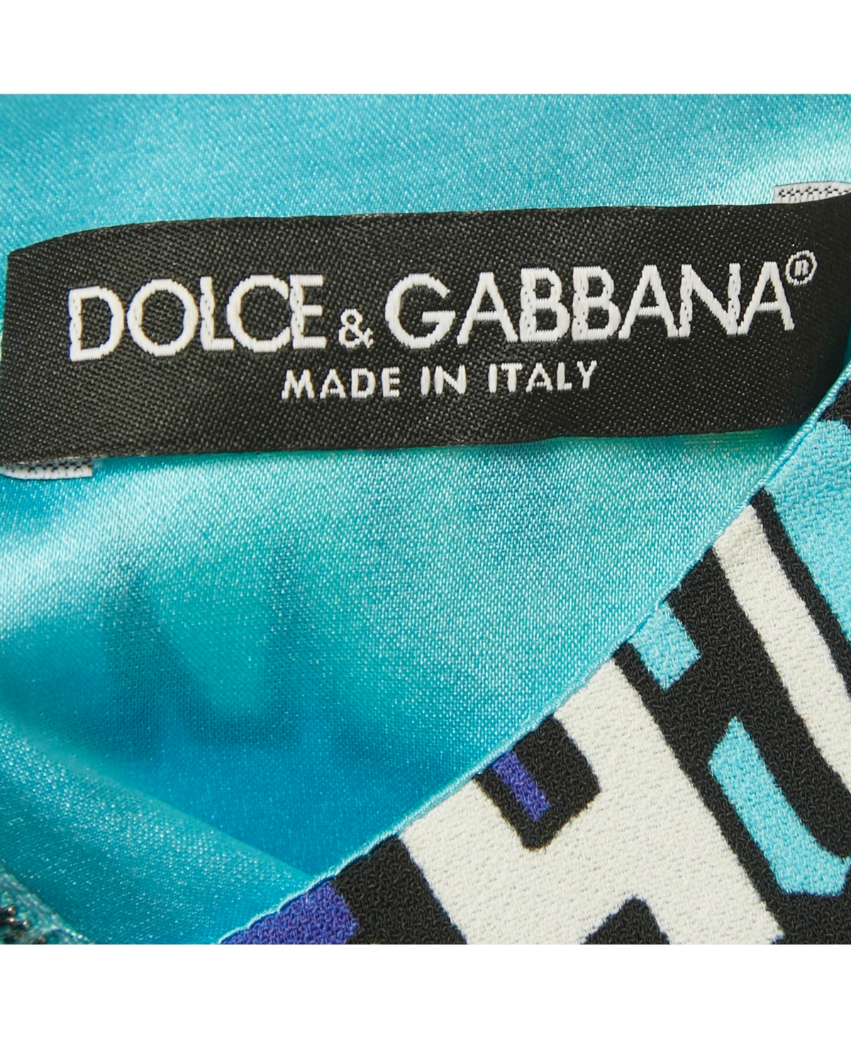 Pre-Owned Dolce & Gabbana Women's Blue Printed Crepe Sleeveless Crop Top & Shorts Set