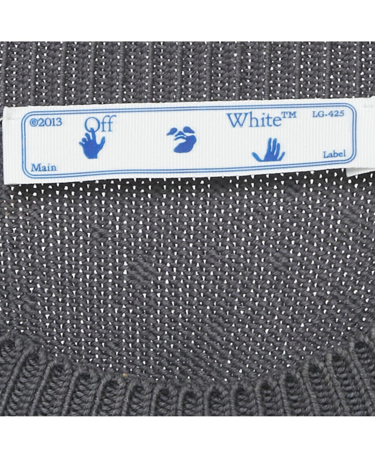 Pre-Owned Off-White Women's Grey Rib Knit Rhinestone Sweater