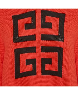 Women's Red Logo Intarsia Rin Knit Oversized Sweater