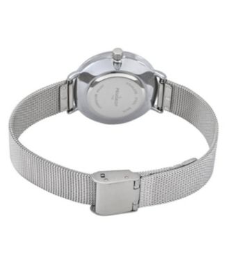 Women's 30mm Black Sleek Stainless Steel Mesh Band Watch