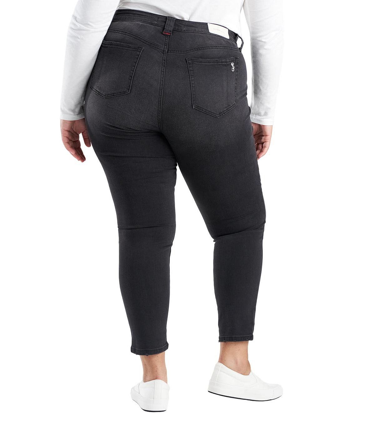 SLINK Jeans Women's Black Denim High Rise Pintuck Ankle Skinny in 28" inseam - Shyla view 3 — MAYCSS fashion products