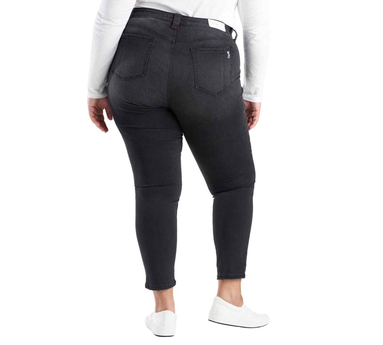 Women's Black Denim High Rise Pintuck Ankle Skinny in 28" inseam - Shyla