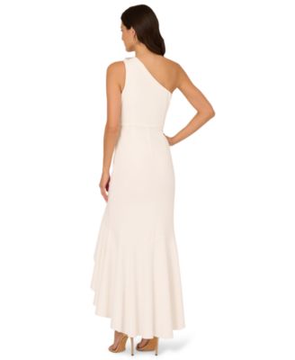 Women's Beaded One-Shoulder Crepe Gown