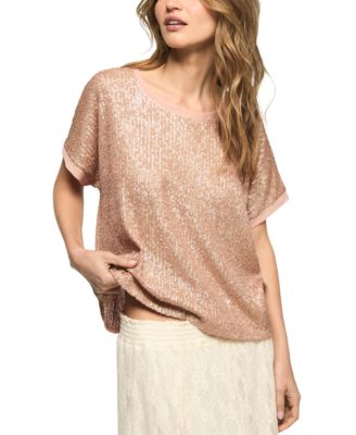 Women's Sequin Short-Sleeve Top