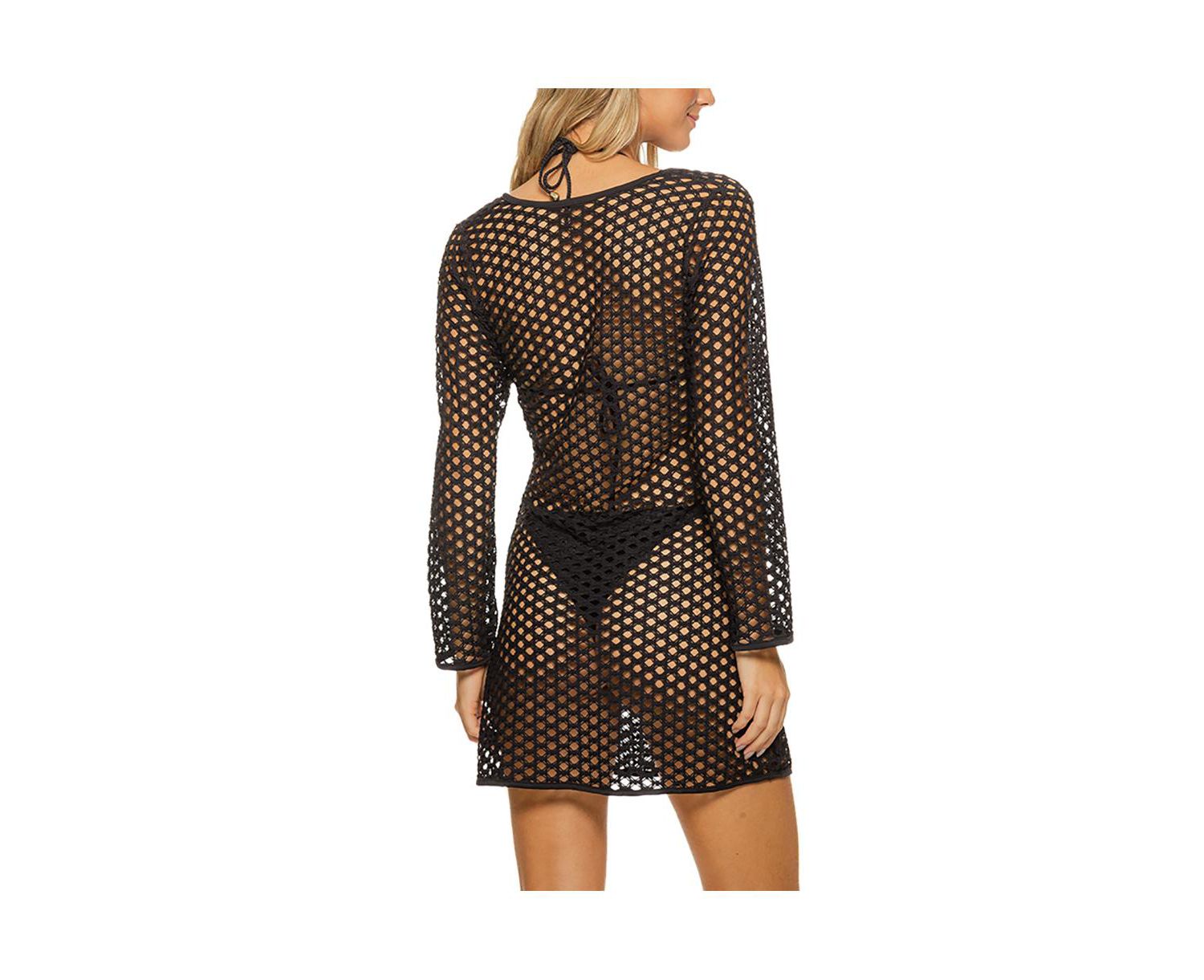 Women's Lattice Ring V Neck Tunic Cover-up