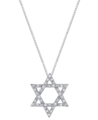 Macy's - Diamond Star of David Pendant Necklace (1/6 ct. t.w.) in Sterling Silver