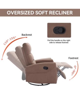Manual Recliner Chair with Rocker and Swivel in Fabric