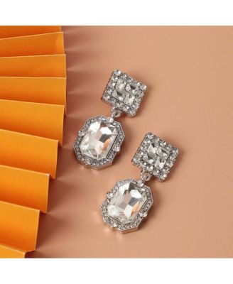 Women's Silver  Crystal Drop Earrings