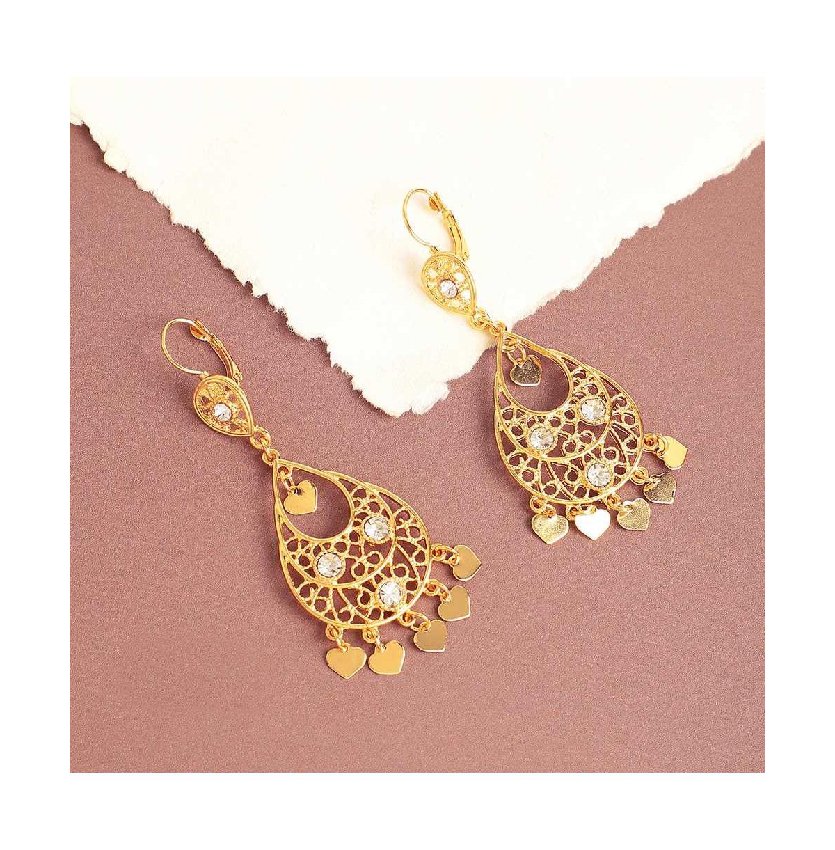 Sohi Women's Silver Regal Drop Earrings