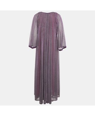 Women's Purple Stripe Lurex Silk Knit Maxi Dress
