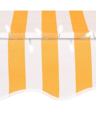 Retractable Awning White and Orange Polyester with PU coating, Steel