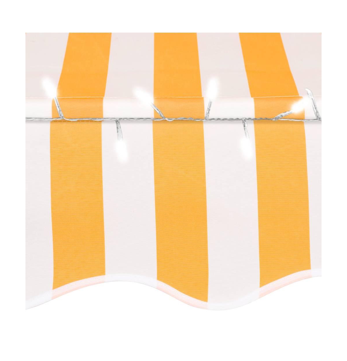 vidaXL Retractable Awning White and Orange Polyester with Pu coating, Steel